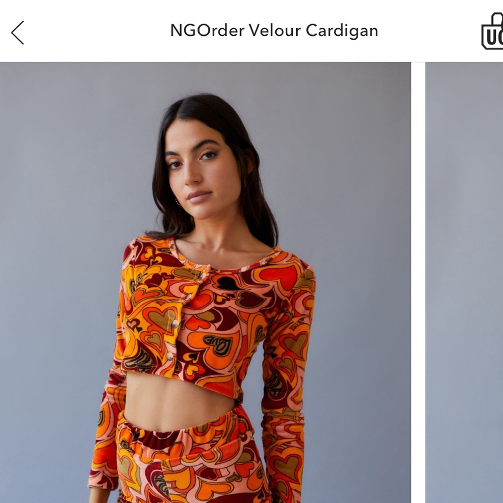 UO Orange Retro Velour Top